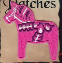 Dala Horse Iron-On Patch - Pink